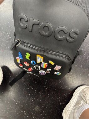CROCS Black Mini Backpack with Colorful Jibbitz Charms